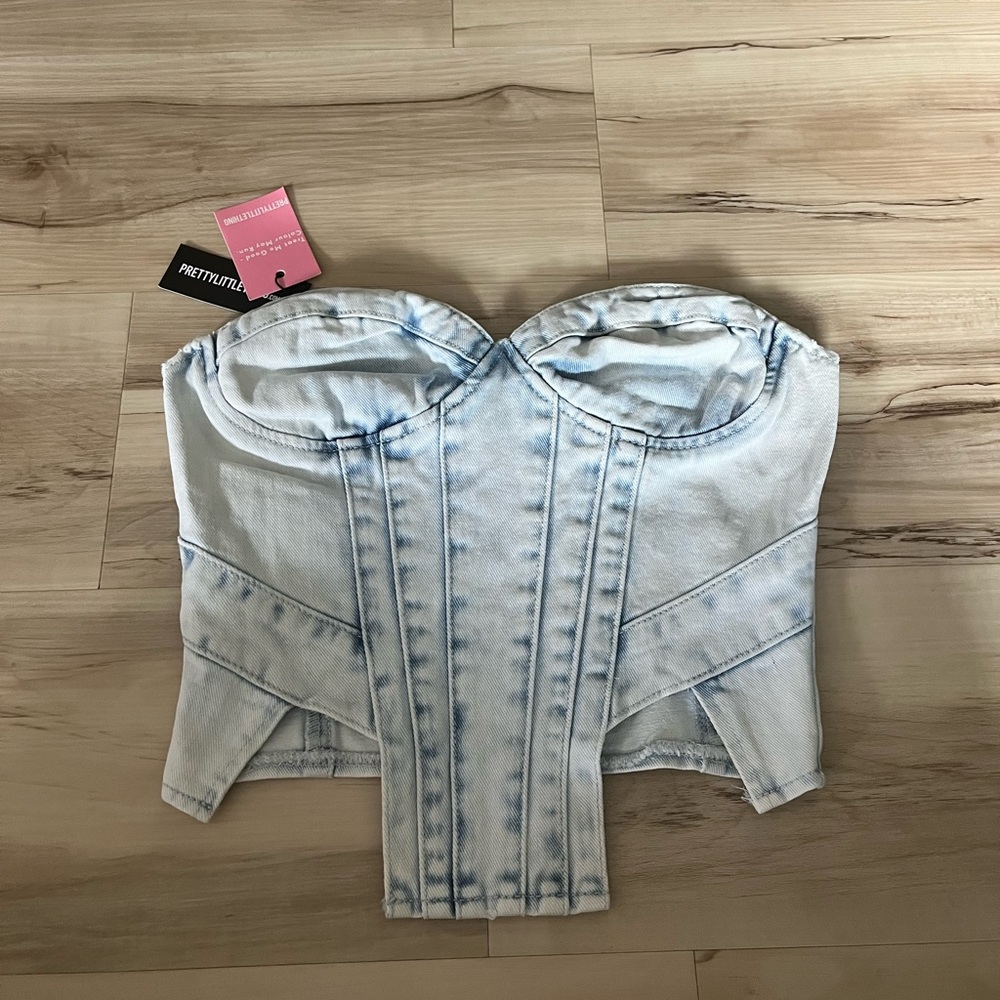 NWT- Women’s “Pretty little thang” denim corset top